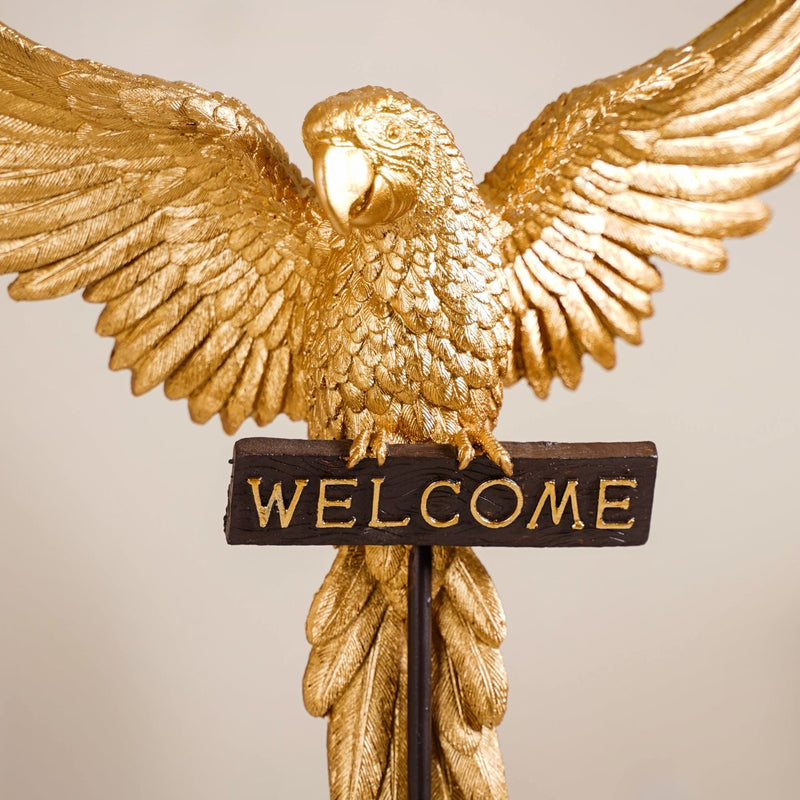 Welcome Parrot Gold Showpiece