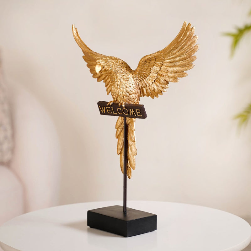 Welcome Parrot Gold Showpiece