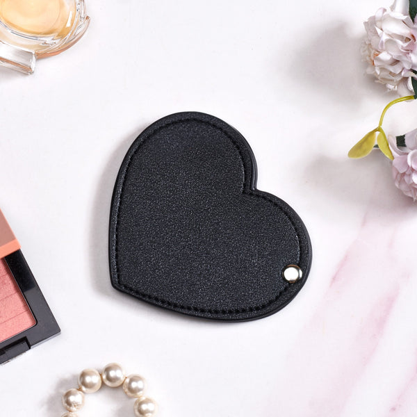 Heart Shaped Foldable Pocket Mirror Black