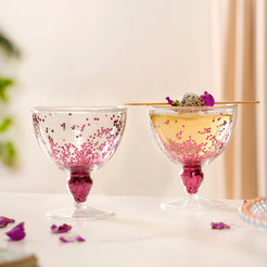 Pink Star Confetti Filled Double Wall Stem Glass Set Of 2 250ml