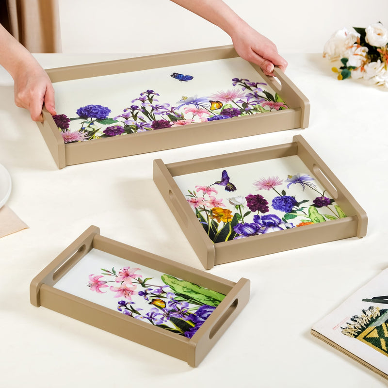 Spring Garden Nested Serving Tray Set Of 3