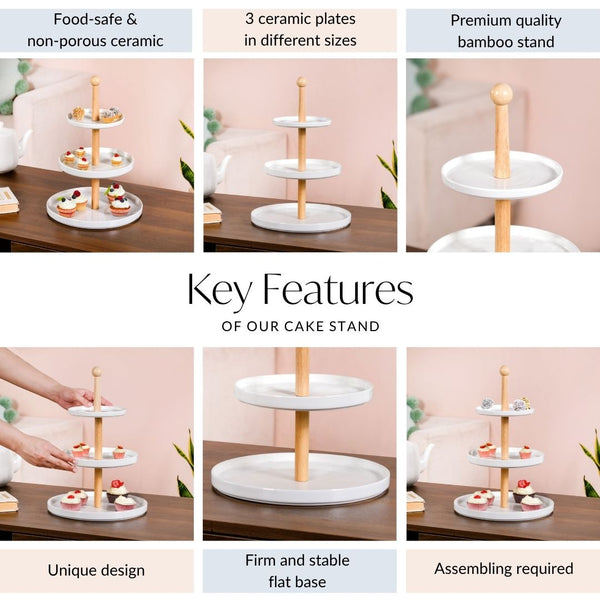 White 3 Tier Ceramic Cupcake Stand