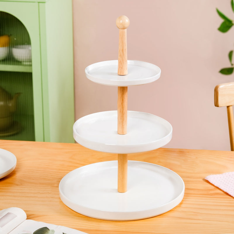 White 3 Tier Ceramic Cupcake Stand