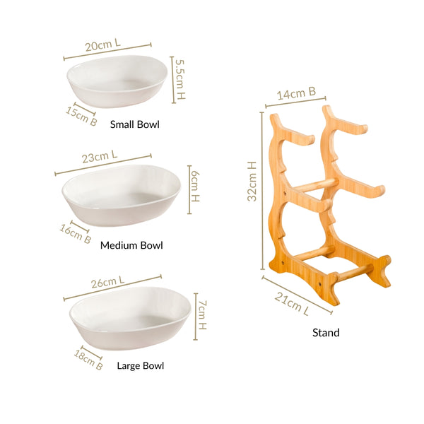White 3 Tier Ceramic Fruit Bowl With Stand