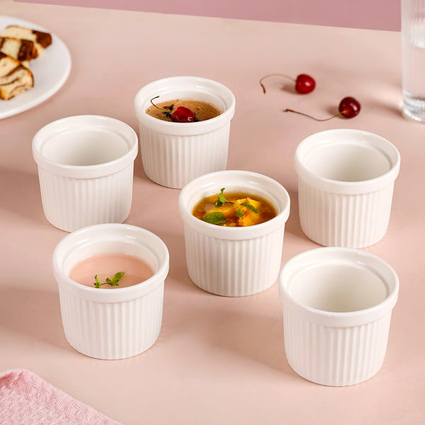 White Baking Ceramic Ramekin Set Of 6 150ml