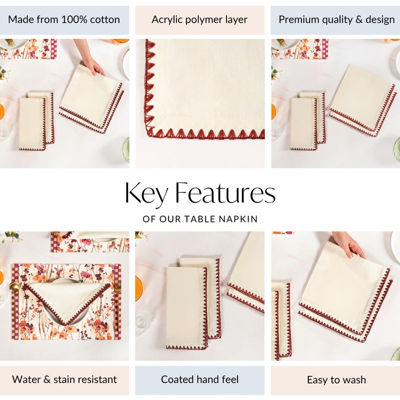 White Cotton Table Napkin Set Of 4