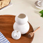 White Honey Pot With Wooden Dipper 350ml