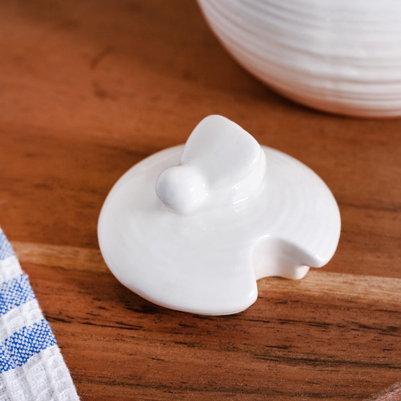 White Honey Pot With Wooden Dipper 350ml