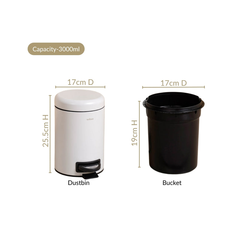 Clean Curve Pedal Operated Metal Dustbin With Bucket White 3000ml