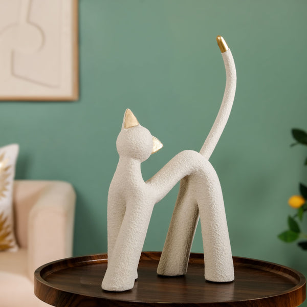 White Table Top Cat Statue