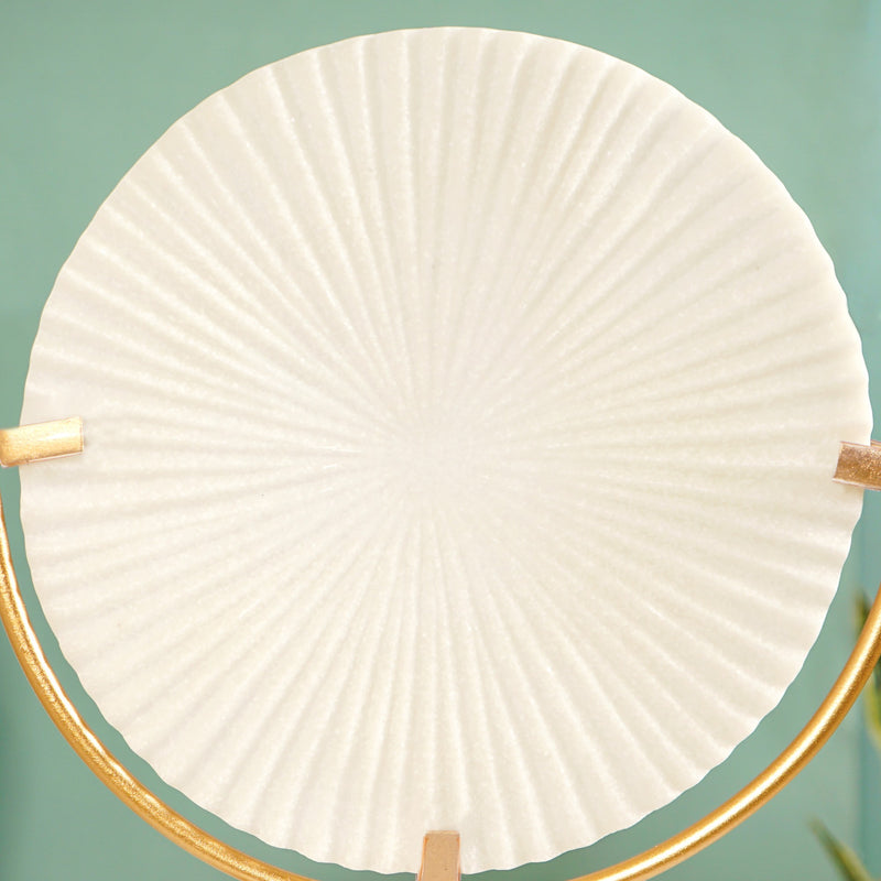 White Ribbed Disc Home Decor