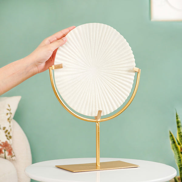 White Ribbed Disc Home Decor