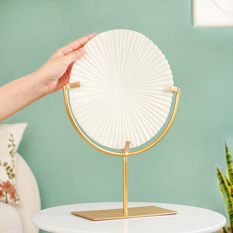 White Ribbed Disc Home Decor