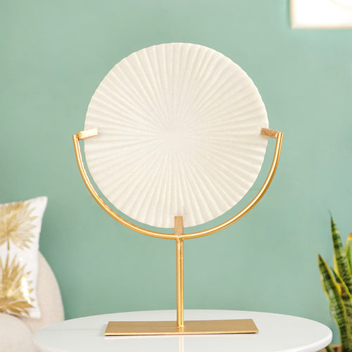 White Ribbed Disc Home Decor