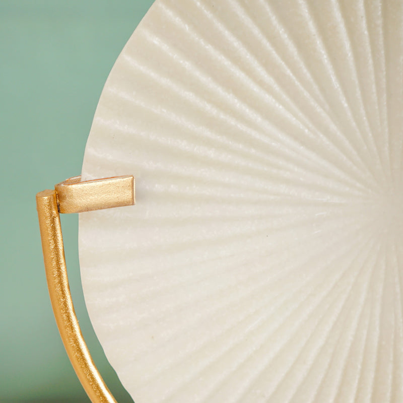 White Ribbed Disc Home Decor