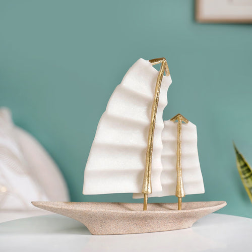 White Sailboat Resin Art