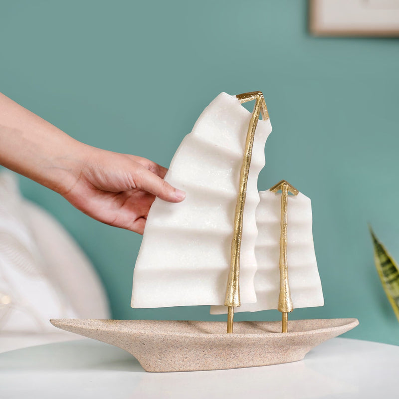 White Sailboat Resin Art