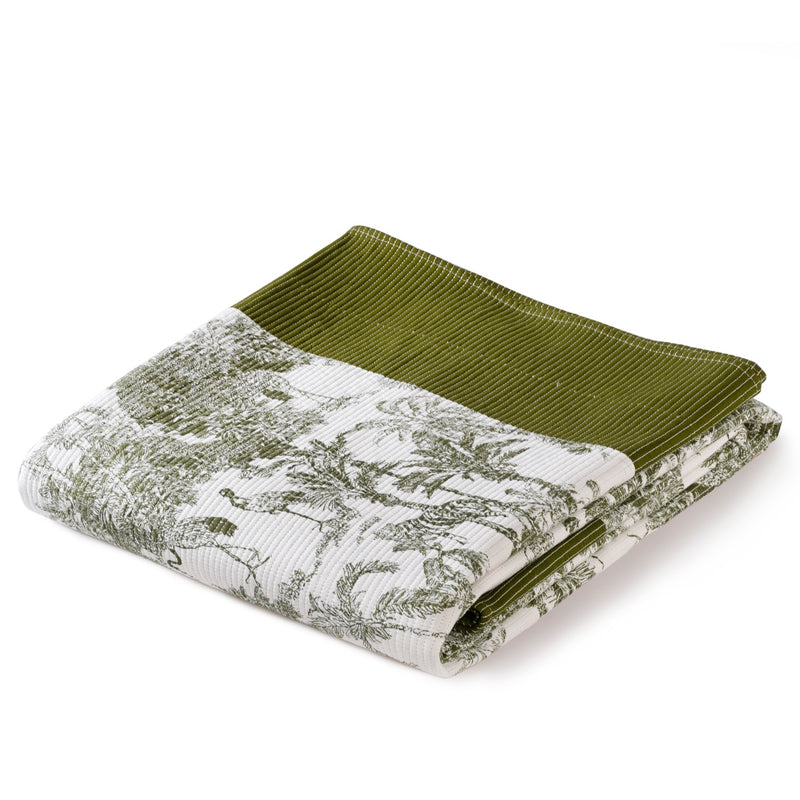 White Tropical Quilted Cotton Bedcover 252x227cm