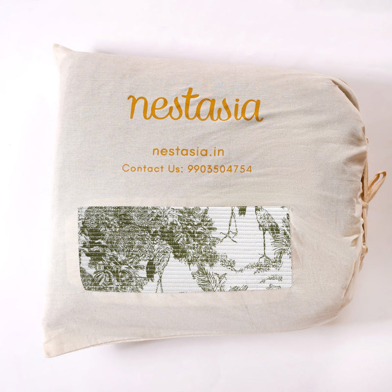 White Tropical Quilted Cotton Bedcover 252x227cm