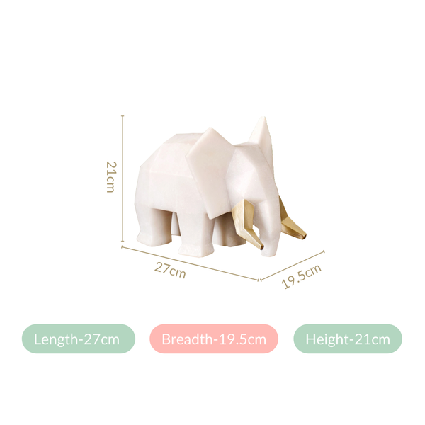 Gold Tusker Geometric Elephant Decor Marble Finish Figurine