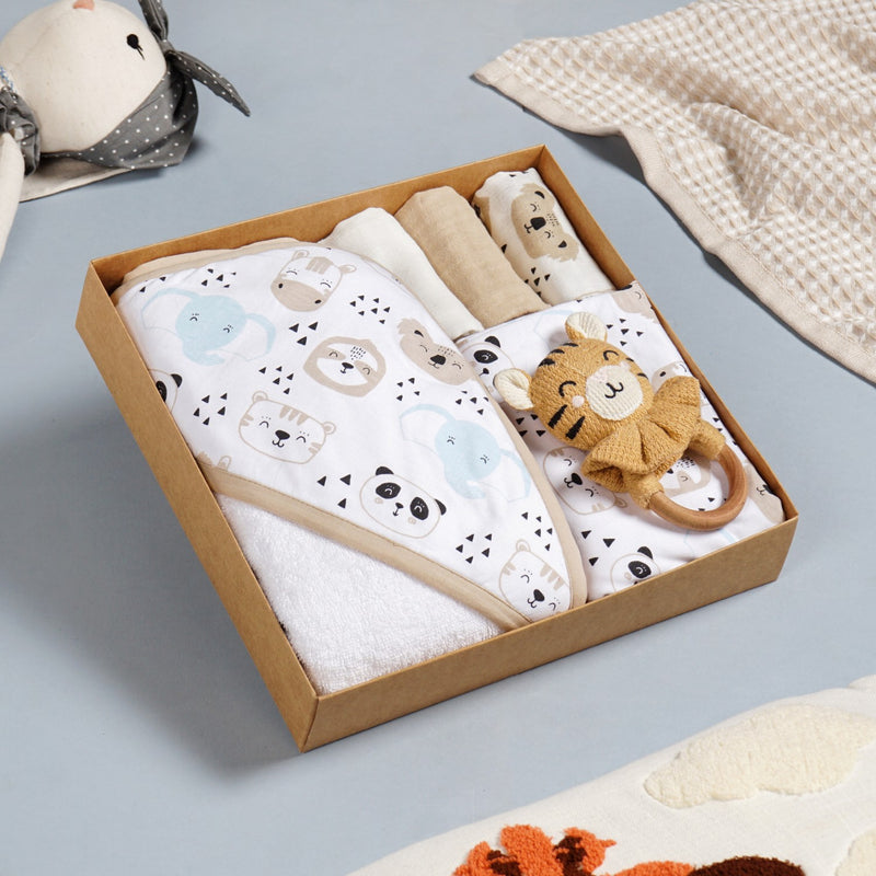 Wild One Baby Shower Gift With Towel Swaddle Rattle Napkin Set Of 6