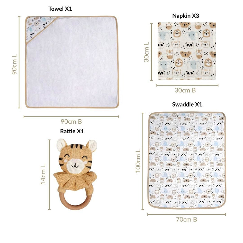 Wild One Baby Shower Gift With Towel Swaddle Rattle Napkin Set Of 6