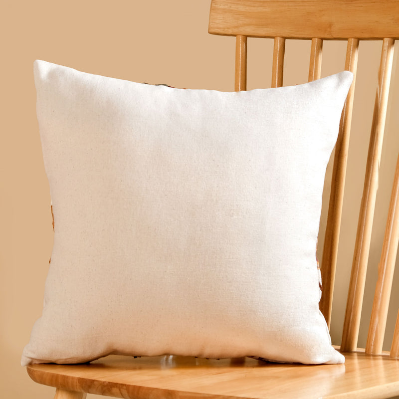 Poppy Flower Cotton Embroidered Cushion Cover 40x40cm