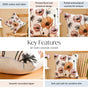 Poppy Flower Cotton Embroidered Cushion Cover 40x40cm