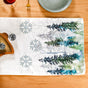 Snowfall In Pine Forest Embroidered Table Runner