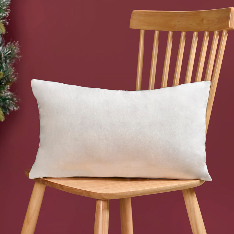 Winter Town Embroidered Cotton Cushion Cover 50x30cm