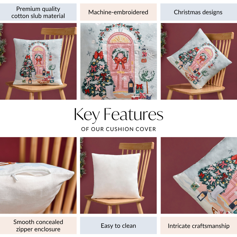 Winter Wonderland Embroidered Cushion Cover 39x39cm