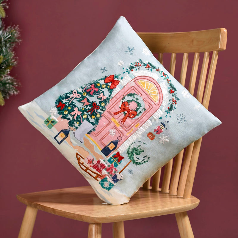 Winter Wonderland Embroidered Cushion Cover 39x39cm