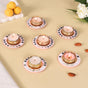 Set Of 6 Mirror Embellished Pink Tea Light Holders