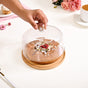 Wooden Cake Stand With Transparent Cloche