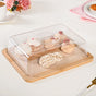 Rectangular Wooden Cake Stand With Cloche