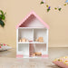 Wooden Dollhouse With Furniture Set Pink