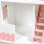 Wooden Dollhouse With Furniture Set Pink