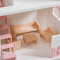 Wooden Dollhouse With Furniture Set Pink