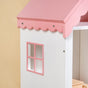 Wooden Dollhouse With Furniture Set Pink