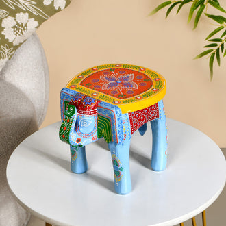 Banjara Mirror Work Wooden Elephant Decor Riser