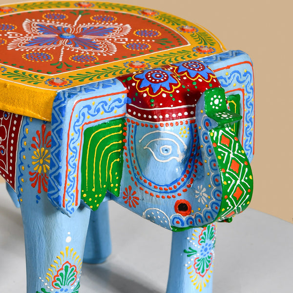 Banjara Mirror Work Wooden Elephant Decor Riser