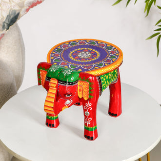 Heritage Carved Wood Elephant Decor Riser