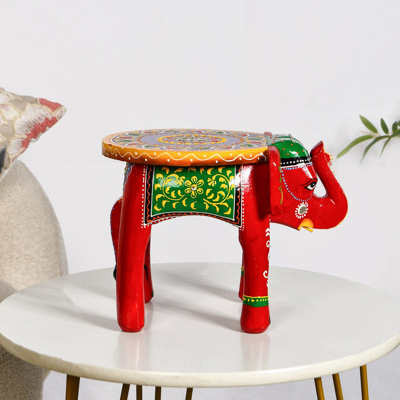 Heritage Carved Wood Elephant Decor Riser