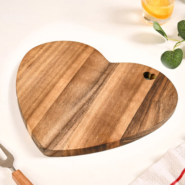 Wooden Heart Acacia Serving Platter