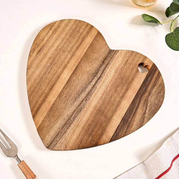 Wooden Heart Acacia Serving Platter