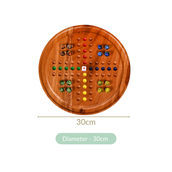 Wooden Ludo Solitaire 2-in-1 Game With Glass Marbles