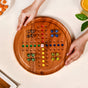 Wooden Ludo Solitaire 2-in-1 Game With Glass Marbles