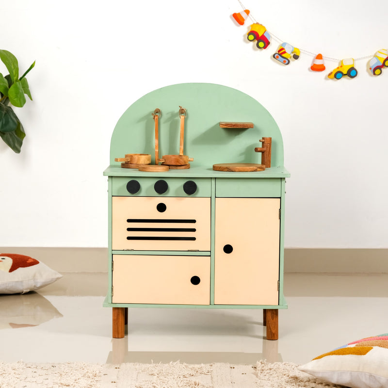 Stimulation Wooden Play Kitchen Set With Utensils