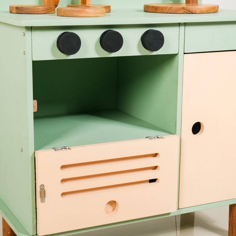 Stimulation Wooden Play Kitchen Set With Utensils