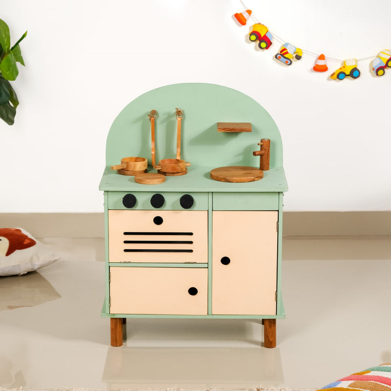 Stimulation Wooden Play Kitchen Set With Utensils